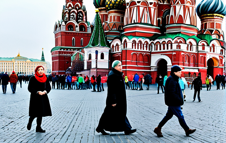 Moscow - Red Square**
"A panoramic view of Red Square in Moscow, featuring St. Basil's Cathedral in the background. People are walking around, fully clothed in appropriate, modest attire for a pleasant day. The Kremlin walls are visible to the side. Safe for work, professional photography, correct proportions, well-formed hands, natural pose, appropriate content, fully clothed, family-friendly."
**