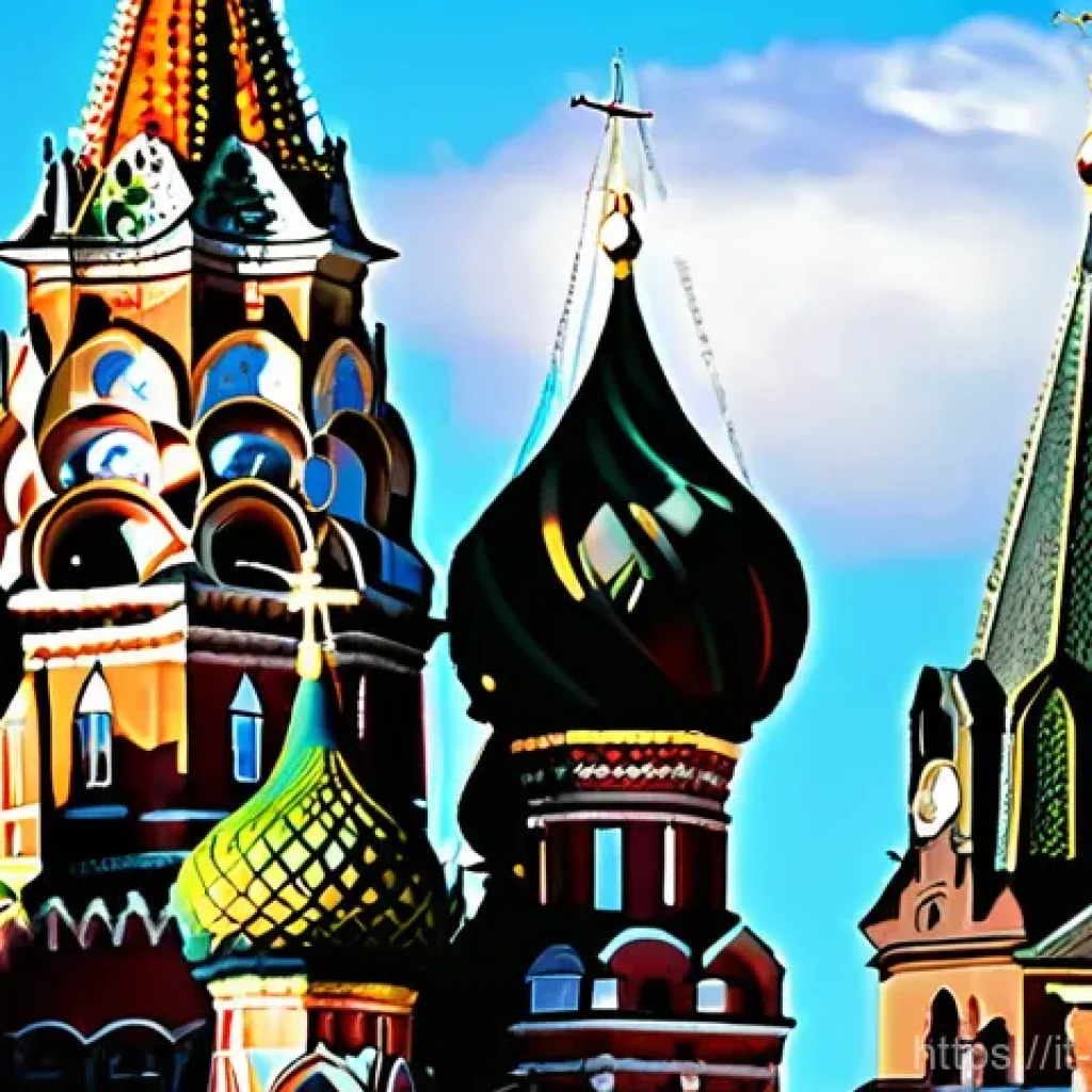 러시아 전통 건축물 투어 - St. Basil's Cathedral - A Kaleidoscope of Wonders**

"A highly detailed, vibrant, and enchanting pho...