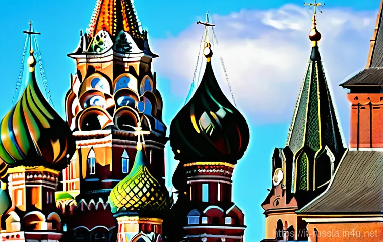 러시아 전통 건축물 투어 - St. Basil's Cathedral - A Kaleidoscope of Wonders**
"A highly detailed, vibrant, and enchanting pho...