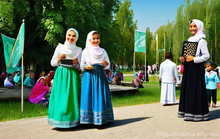 러시아 문화의 이슬람 영향 - **Kazan Kremlin: A Symphony of Domes**
    A stunning, vibrant panoramic view of the Kazan Kremlin u...