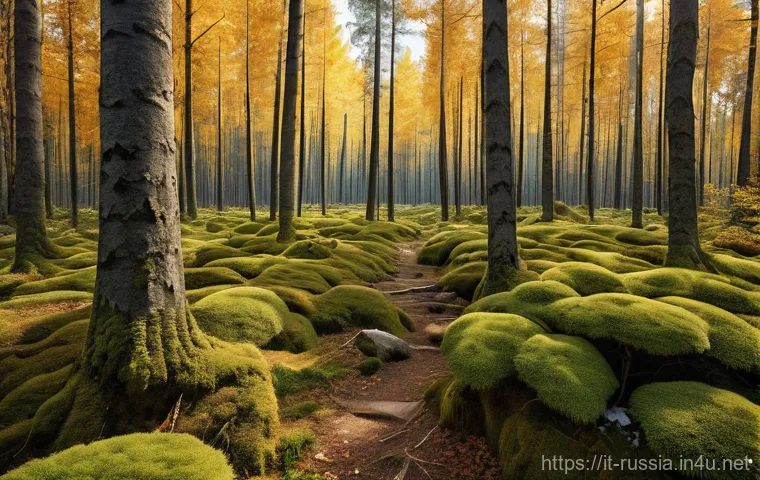 러시아 숲과 국립공원 - Majestic Siberian Taiga in Autumn**

"A hyper-realistic, wide-angle photograph capturing the vastnes...