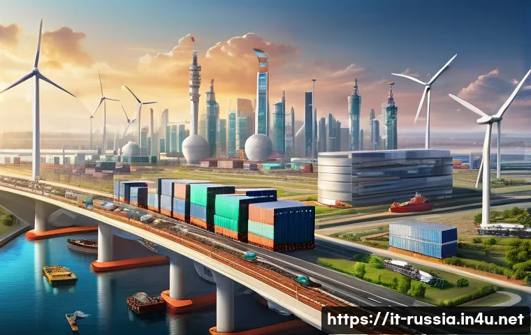 러시아 무역과 투자 정보 - **Prompt:** A dynamic, modern image depicting the Russian economy's resilience and its strategic piv...