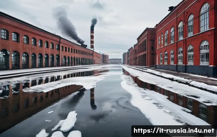러시아 산업 도시 탐방 - **Prompt:** A majestic and evocative long shot of a Russian industrial city, reminiscent of Magnitog...