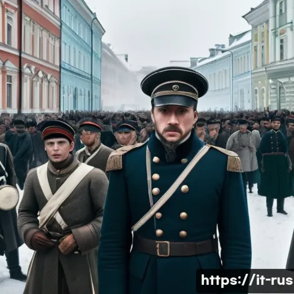 러시아 독립운동 역사 - A detailed historical scene depicting the Decembrist Revolt of 1825 in Imperial Russia: a cold winte...