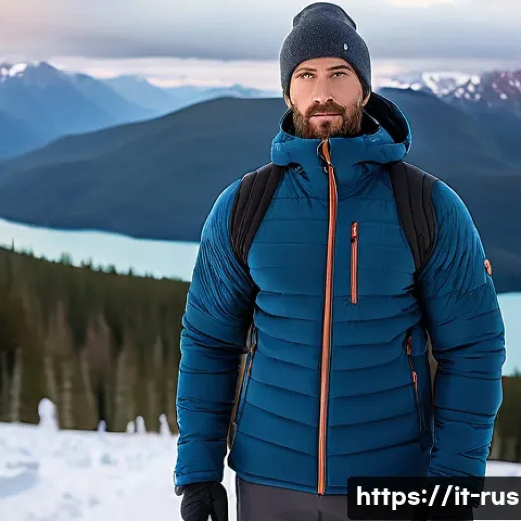 러시아 겨울철 옷차림 - A detailed winter layering outfit designed for extreme cold in Russia, featuring a close-fitting mer...