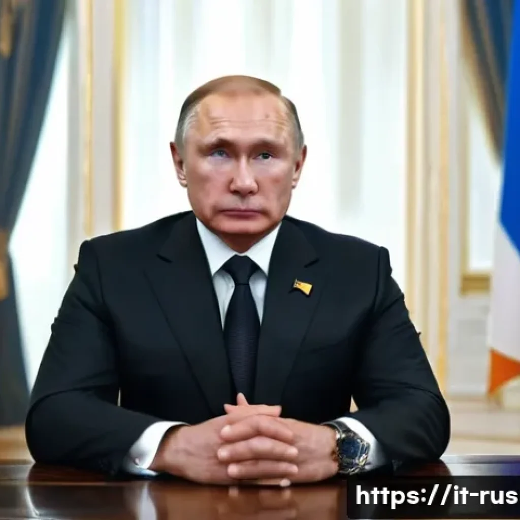 러시아 현대 정치가들 - A powerful and charismatic Russian president in a formal office setting, dressed in a tailored dark ...