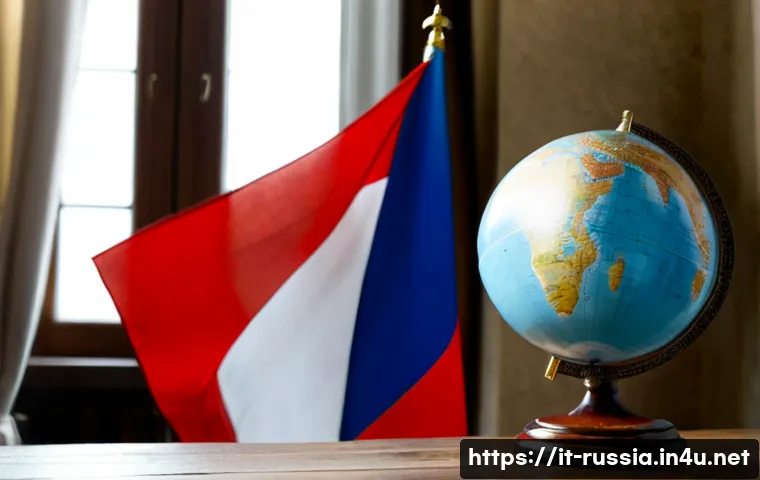 Home 17 러시아의 국기와 상징 의미 - Photorealistic editorial still life of a Russian tricolor flag with clean horizontal white, blue, an...